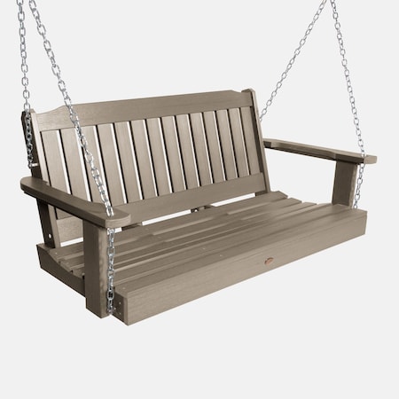 Highwood Usa Lehigh Porch Swing 4ft Outdoor Furniture for Patio, Backyard, Garden AD-PORL2-WBR